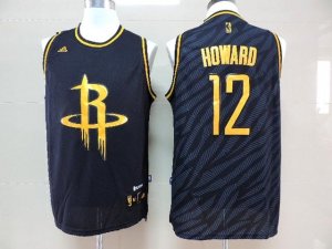 nba houston rockets #12 howard black jerseys[gold lettering fashion]