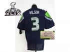 2015 Super Bowl XLIX Nike jerseys seattle seahawks #3 wilson blue[Elite signature]