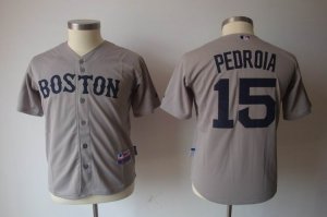 MLB youth Jerseys Boston Red Sox #15 pedroia grey