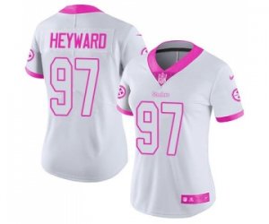 Women\'s Nike Pittsburgh Steelers #97 Cameron Heyward Limited Rush Fashion Pink NFL Jersey