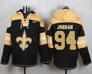 Nike New Orleans Saints #94 Cameron Jordan Black Player Pullover Hoodie