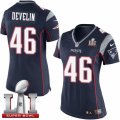 Womens Nike New England Patriots #46 James Develin Elite Navy Blue Team Color Super Bowl LI 51 NFL Jersey