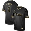 Phillies #3 Bryce Harper Black Gold Nike Cooperstown Collection Legend V Neck Jersey