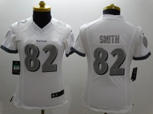 Nike Women Baltimore Ravens #82 Torrey Smith Platinum White Jerseys