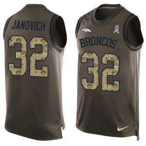 Mens Nike Denver Broncos #32 Andy Janovich Limited Green Salute to Service Tank Top NFL Jersey