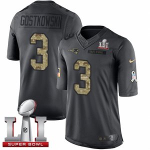 Youth Nike New England Patriots #3 Stephen Gostkowski Limited Black 2016 Salute to Service Super Bowl LI 51 NFL Jersey