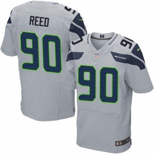 Mens Nike Seattle Seahawks #90 Jarran Reed Elite Grey Alternate NFL Jersey