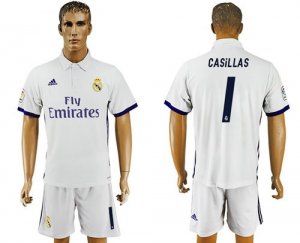 Real Madrid #1 Casillas White Home Soccer Club Jersey