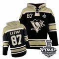 Mens Old Time Hockey Pittsburgh Penguins #87 Sidney Crosby Authentic Black Sawyer Hooded Sweatshirt 2017 Stanley Cup Final