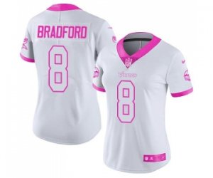 Women\'s Nike Minnesota Vikings #8 Sam Bradford Limited Rush Fashion Pink NFL Jersey