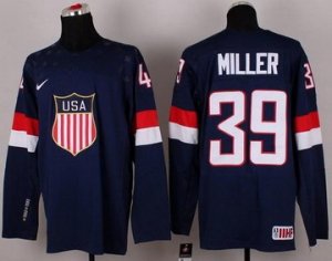 2014 Olympic Team USA @39 Ryan Miller Navy Blue Stitched NH