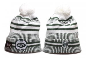 Jets Team Logo Cuffed Pom Knit Hat YP