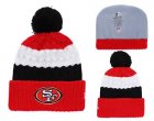 49ers Fresh Logo Red Cuffed Pom Knit Hat YD