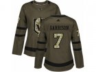 Women Adidas Vegas Golden Knights #7 Jason Garrison Authentic Green Salute to Service NHL Jersey