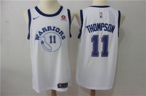 Warriors #11 Klay Thompson White Nike Throwback Swingman Jersey