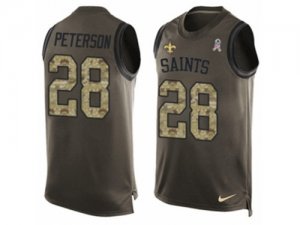 Mens Nike New Orleans Saints #28 Adrian Peterson Limited Green Salute to Service Tank Top NFL Jersey