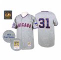 Mens Mitchell and Ness 1968 Chicago Cubs #31 Fergie Jenkins Authentic Grey Throwback MLB Jersey