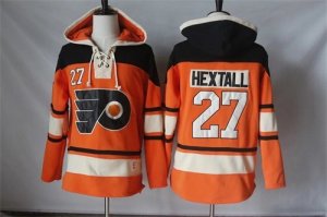 Mens Philadelphia Flyers #27 Ron Hextall Orange Sawyer Hooded Sweatshirt Stitched NHL Jersey