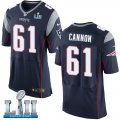 Mens Nike New England Patriots #61 Marcus Cannon Navy 2018 Super Bowl LII Elite Jersey