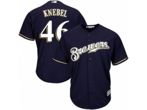 Youth Milwaukee Brewers #46 Corey Knebel Replica Navy Blue Alternate Cool Base MLB Jersey