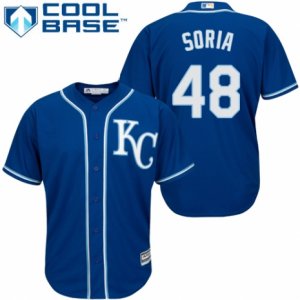 Men\'s Majestic Kansas City Royals #48 Joakim Soria Authentic Blue Alternate 2 Cool Base MLB Jersey