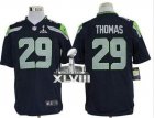 Nike Seattle Seahawks #29 Earl Thomas Steel Blue Super Bowl XLVIII NFL Game Jersey
