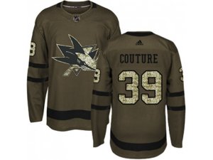 Youth Adidas San Jose Sharks #39 Logan Couture Green Salute to Service Stitched NHL Jersey