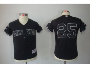 Youth New York Yankees #25 Mark Teixeira Black jerseys(2009 Logo WS 09 Champions Pat)