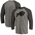 Buffalo Bills NFL Pro Line by Fanatics Branded Black Gray Tri Blend 34-Sleeve T-Shirt