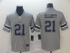 Nike Cowboys #21 Ezekiel Elliott Gray Inverted Legend