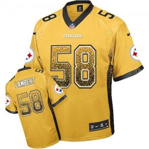 Nike Pittsburgh Steelers #58 Jack Lambert Gold Jersey(Elite Drift Fashion)