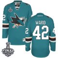 Mens Reebok San Jose Sharks #42 Joel Ward Premier Teal Green Home 2016 Stanley Cup Final Bound NHL Jersey
