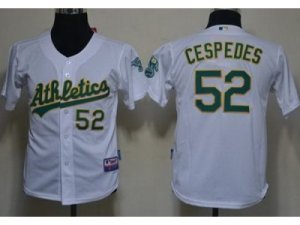 Youth Oakland Athletics #52 Yoenis Cespedes White Jerseys