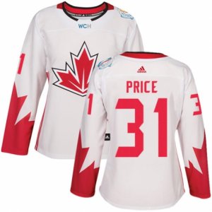 Women\'s Adidas Team Canada #31 Carey Price Authentic White Home 2016 World Cup Hockey Jersey