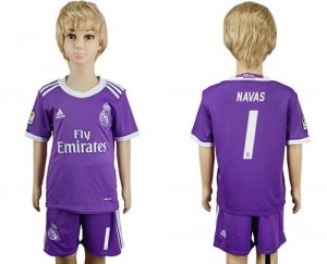 Real Madrid #1 Navas Away Kid Soccer Club Jersey