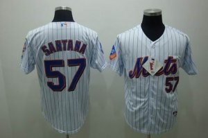 mlb new york mets #57 santana white(blue strip)