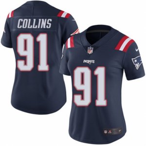 Women\'s Nike New England Patriots #91 Jamie Collins Limited Navy Blue Rush NFL Jersey