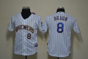 YOUTH mlb jerseys milwaukee brewers #8 ryan braun white