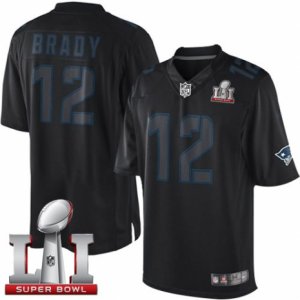 Mens Nike New England Patriots #12 Tom Brady Limited Black Impact Super Bowl LI 51 NFL Jersey