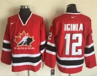 Team CA. #12 Jarome Iginla Red Black 2002 Olympic Nike Throwback Stitched NHL Jersey