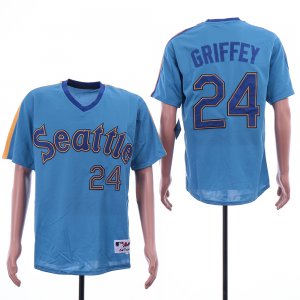 Mariners #24 Ken Griffey Jr. Blue Turn Back The Clock Jersey