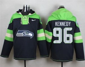 Nike Seattle Seahawks #96 Cortez Kennedy Steel Blue Player Pullover Hoodie