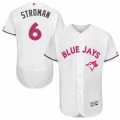 Mens Majestic Toronto Blue Jays #6 Marcus Stroman Authentic White 2016 Mothers Day Fashion Flex Base MLB Jersey