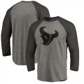 Houston Texans NFL Pro Line by Fanatics Branded Black Gray Tri Blend 34-Sleeve T-Shirt
