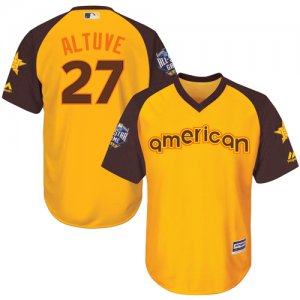 Youth Majestic Houston Astros #27 Jose Altuve Authentic Yellow 2016 All-Star American League BP Cool Base MLB Jersey