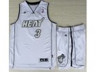 NBA Miami Heat #3 Dwyane Wade White Silver Number(Revolution 30)Suits
