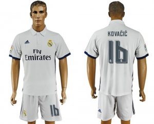 Real Madrid #16 Kovacic White Home Soccer Club Jersey