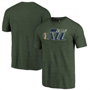 Utah Jazz Fanatics Branded Green Distressed Logo Tri-Blend T-Shirt