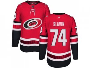 Men Adidas Carolina Hurricanes #74 Jaccob Slavin Authentic Red Home NHL Jersey