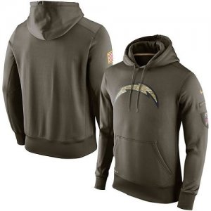 Men San Diego Chargers Nike Olive Salute To Service KO Performance Hoodie